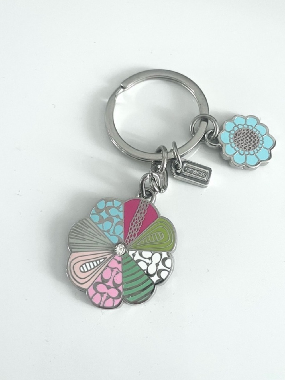 Coach Multicolor Floral Enamel Key & Card Holder Charm